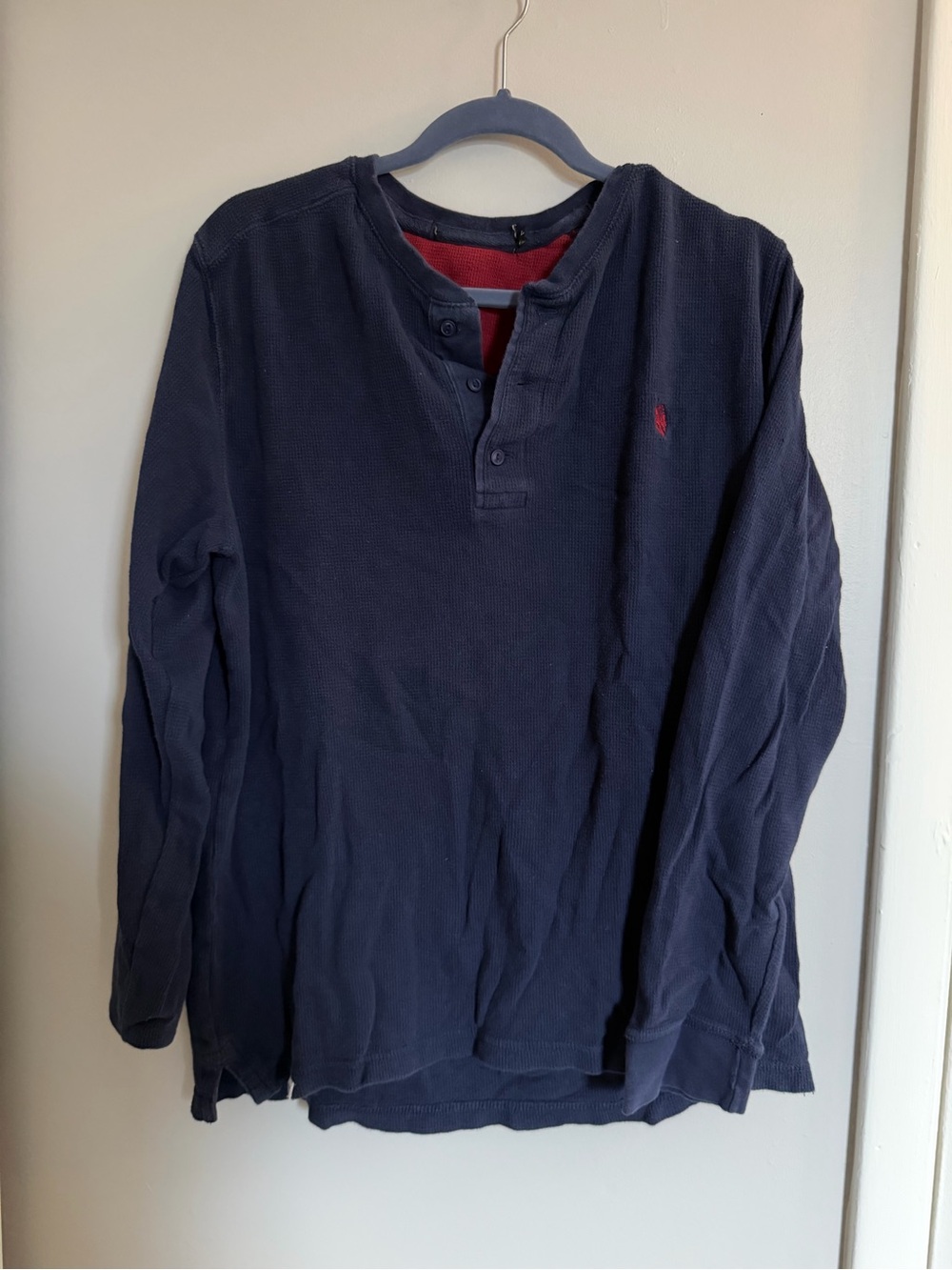 Polo by Ralph Lauren Navy Long-Sleeve Henley with Red Logo